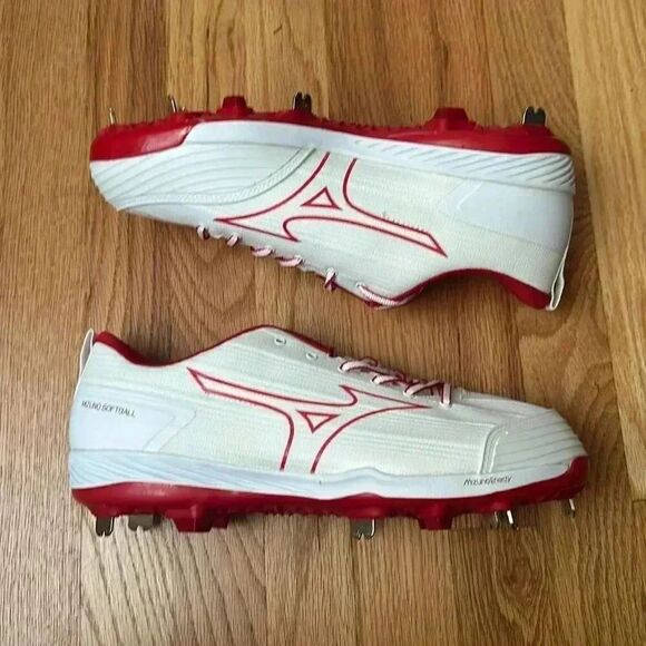 Mizuno Softball Enerzy Softball Cleats White / Red US 11.5 Women’s - Picture 1 of 10